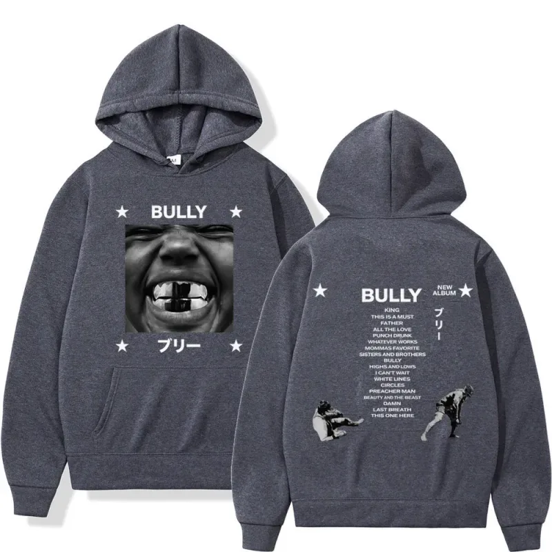 Kanye West Bully Album 2026 Tour Print Hoodie Men Women Gothic Punk O-Neck Pullover Loose Casual Hip-hop Streetwear Sweatshirts — image 14