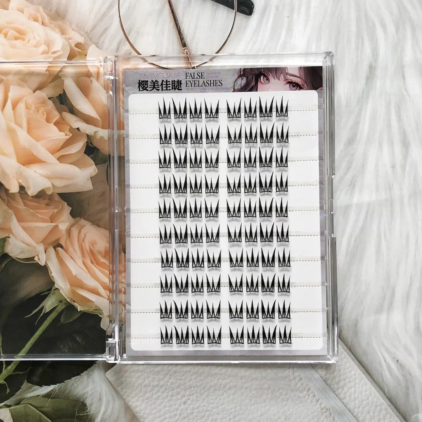Fluffy Volume False Eyelash Extensions V-shaped Natural Curl Large Capacity Fake Lashes Daily Wear Perfect Eye Makeup For Women — image 7