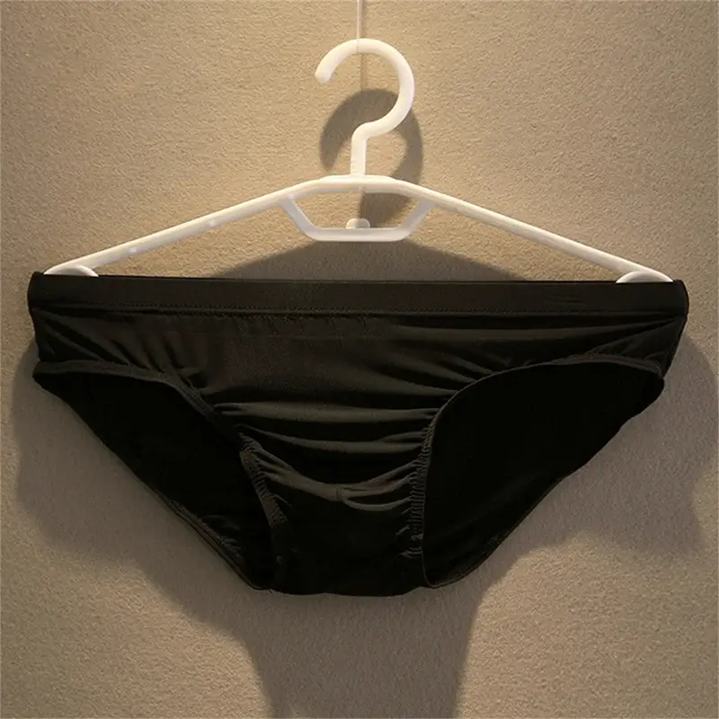 2 pçs grande bolsa de náilon cuecas masculinas cuecas de seda gelo masculino sem costura cuecas de cintura baixa calcinha fina plus size — image 6
