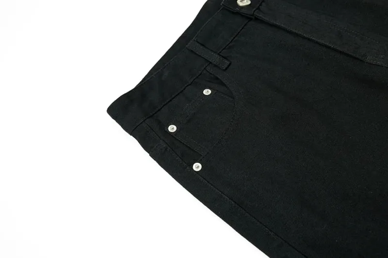 Vintage Washed Black Slim Fit Flare Jeans Long Ribbon Y2k Streetwear Casual Skinny Bell Bottom Jeans Distressed Fashionable — image 10