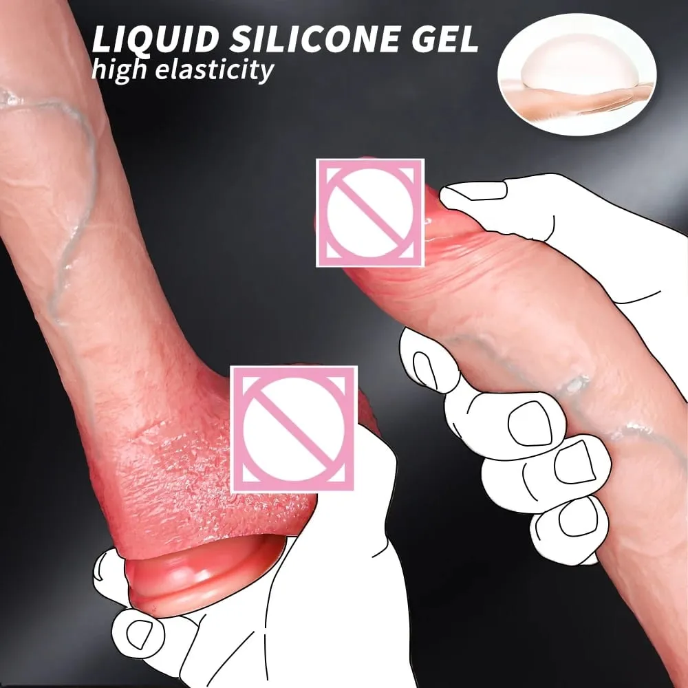 Realistic Silicone Suction Cup Dildo Telescopic Thrusting Vibrator Heating Remote Strapon Adult Sex Toys for Women Couples