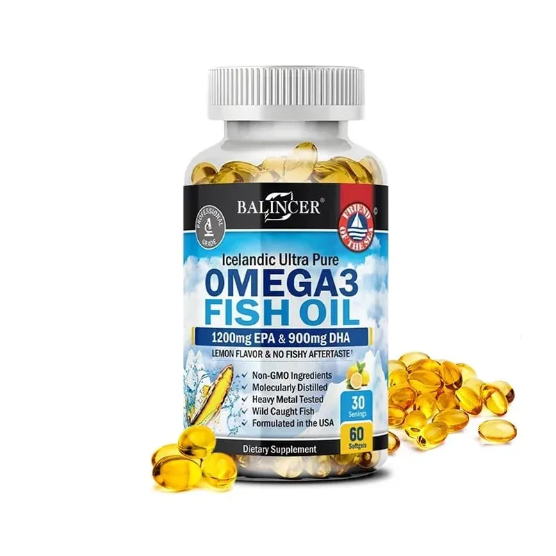 Fiskeolie Omega 3 Indeholder EPA 1200mg & DHA 900mg - til led Øjne Kognitivt tilskud Ikke-GMO glutenfri — image 11