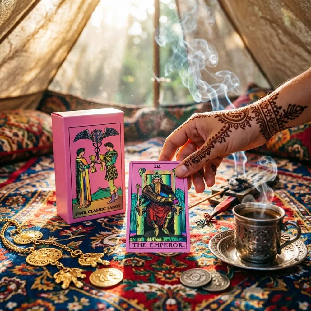Pink Classic Tarot Deck Board Game Popular Divination Oracle Card Game Psychology Fortune Telling Cards for Tarot Beginners