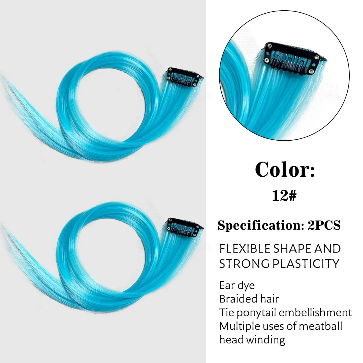 Synthetic Colored Clip In Hair Extensions Straight Highlight Hair Streaks Rainbow Hanging Hair Pieces Hairpiece For Women Party