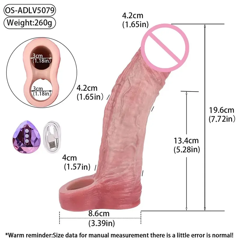 Kablosuz Kontrol Gerçekçi Içi Boş Yapay Penis Yumuşak Silikon Penis Kollu Prezervatif Erkek Dick Artırıcı Gecikme Boşalma Seks Oyuncakları — image 8