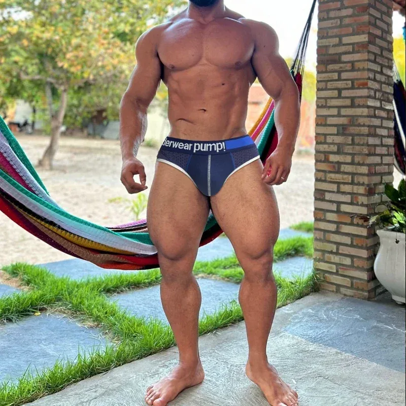 Cueca masculina de malha emagrecedora, cintura baixa, bolsa convexa em u, cintura elástica, respirável, cueca jockstrap colorida — image 4