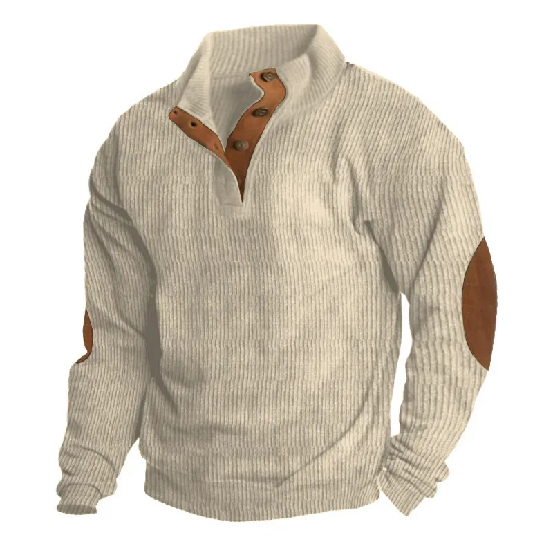 Men's Cargo Sweatshirt American Splicing Patch Pullover Men's Outdoor Jacket Corduroy Casual Long Sleeve Sweatshirt — image 6