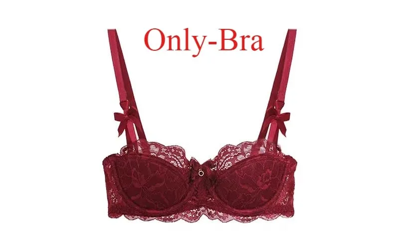 Modest French Pure Desire Bralette AB Cup Full Coverage Lace Bra & Set Small Bust Push Up Wireless for Chubby Girl Bow Plus Size — image 12