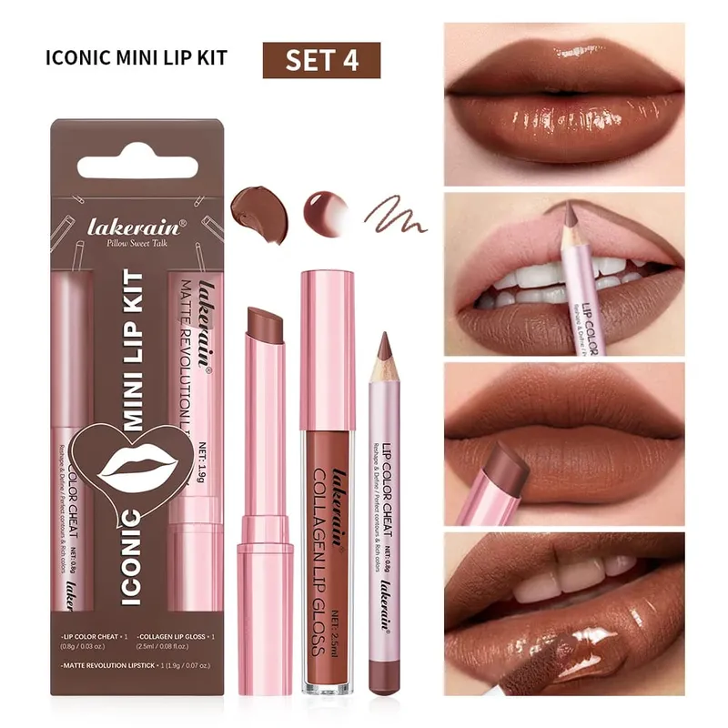 5 Color Lip Liner + LIPSTICK Set and Lip Stain Easy Coloring Matte Lip Kit Lipstick Long Lasting Red Lipstick Lip Makeup Set