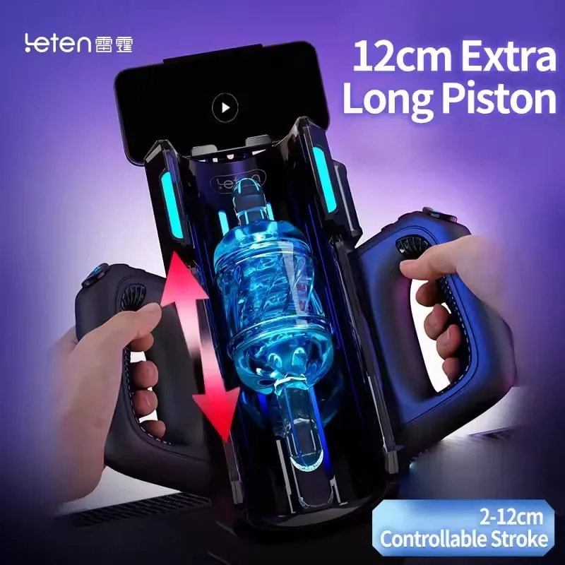 Leten Dual Handles Sex Machine Powerful Electric Thrusting Male Masturbator Adult Toys 2 Soft Sleeve Voice Penis Trainer Sex Toy