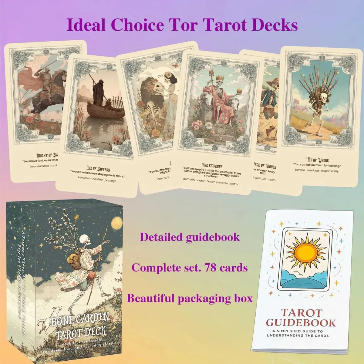 78 Tarot Cards 13x8 Cm Bone Garden Tarot Deck Vintage Plant Beauty Quiet Storytelling Includes Paper Manual Card Game — image 5