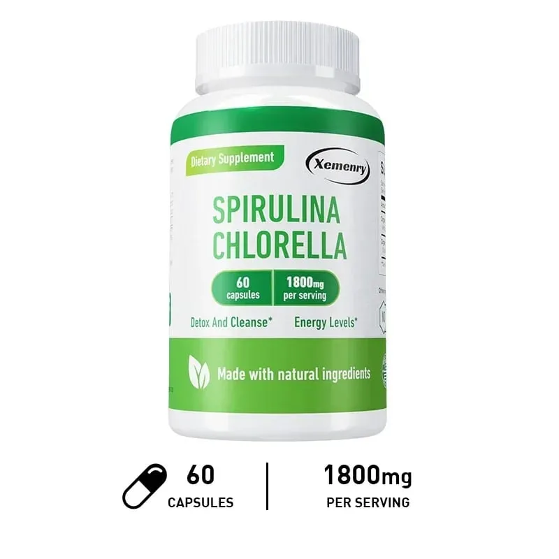 Spirulina Chlorella Capsules - Supports Cardiovascular and Immune System Health Powerful Antioxidant — image 9