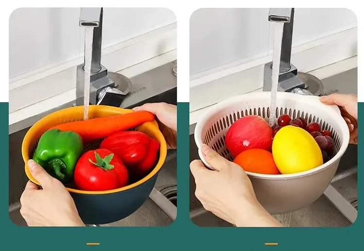 6PCS Kitchen Sink Vegetable Drainer Fruit Basket for Multifunctional 3 Size Stackable Washing Basin Vegetable Drain Basket Basin — image 10