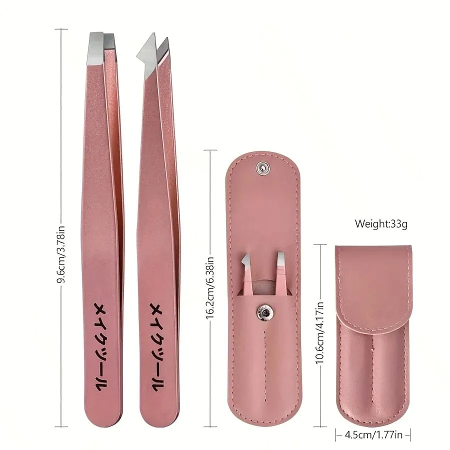 2 Pcs Set Professional Tweezers with a Storage Case Perfect for Removing Facial Hair Splinters And Ingrown Hairs Eyebrow Clip — image 5