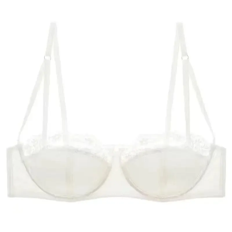 Sexy Satin Half Cup Bra Set with Steel Ring Thin Comfortable Upper Support Green Lace Edge Glossy Lingerie for Women — image 16