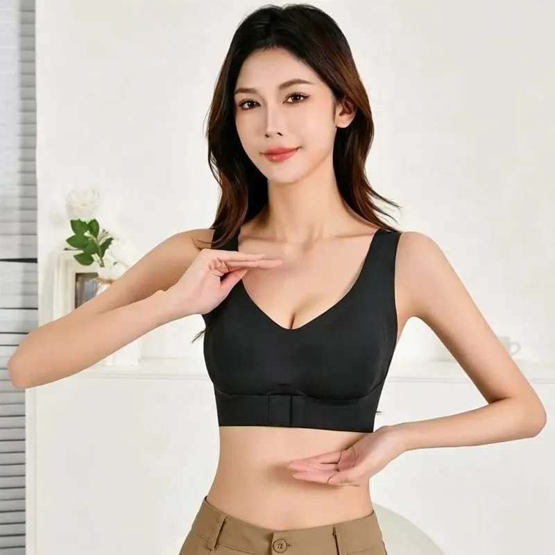 Women Front Closure Cross Back Wireless Posture Bras Seamless Full Coverage Support Push Up Bralettes Posture Corrector Bras — image 3