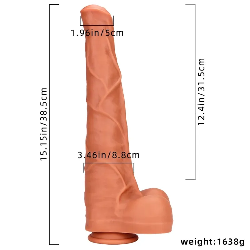 Super Large Horse Dildo 38,5 cm med sugkopp Mjuk hudkänsla Enorm penis Tjock fallus Analplugg Big Dick Sexleksaker för kvinnor — image 8