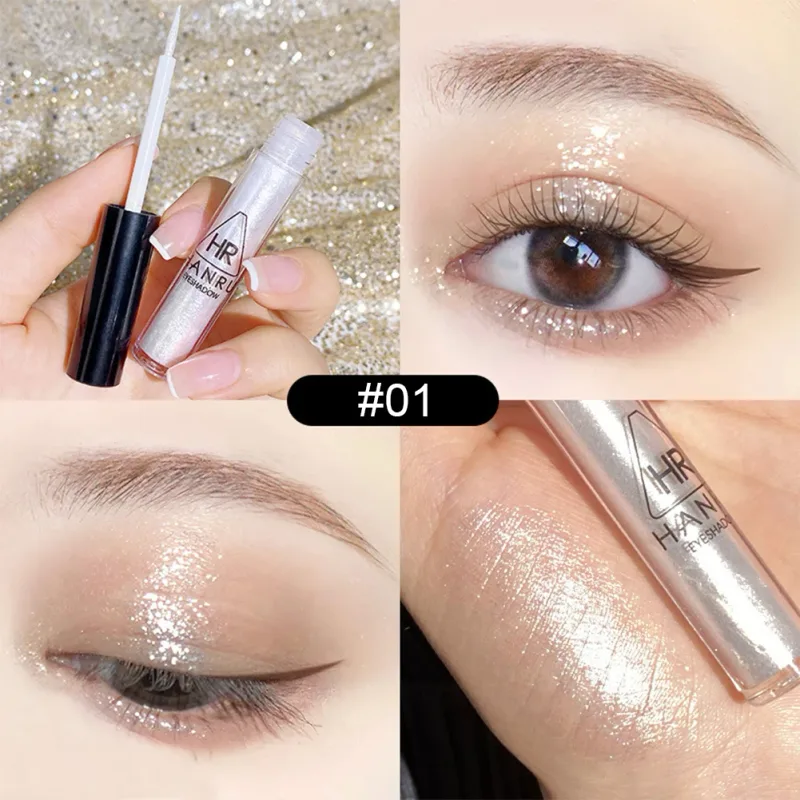 Fard à paupières nacré fin et scintillant, liquide imperméable, maquillage pour les yeux, liquide éclaircissant, fard à paupières nacré, paillettes