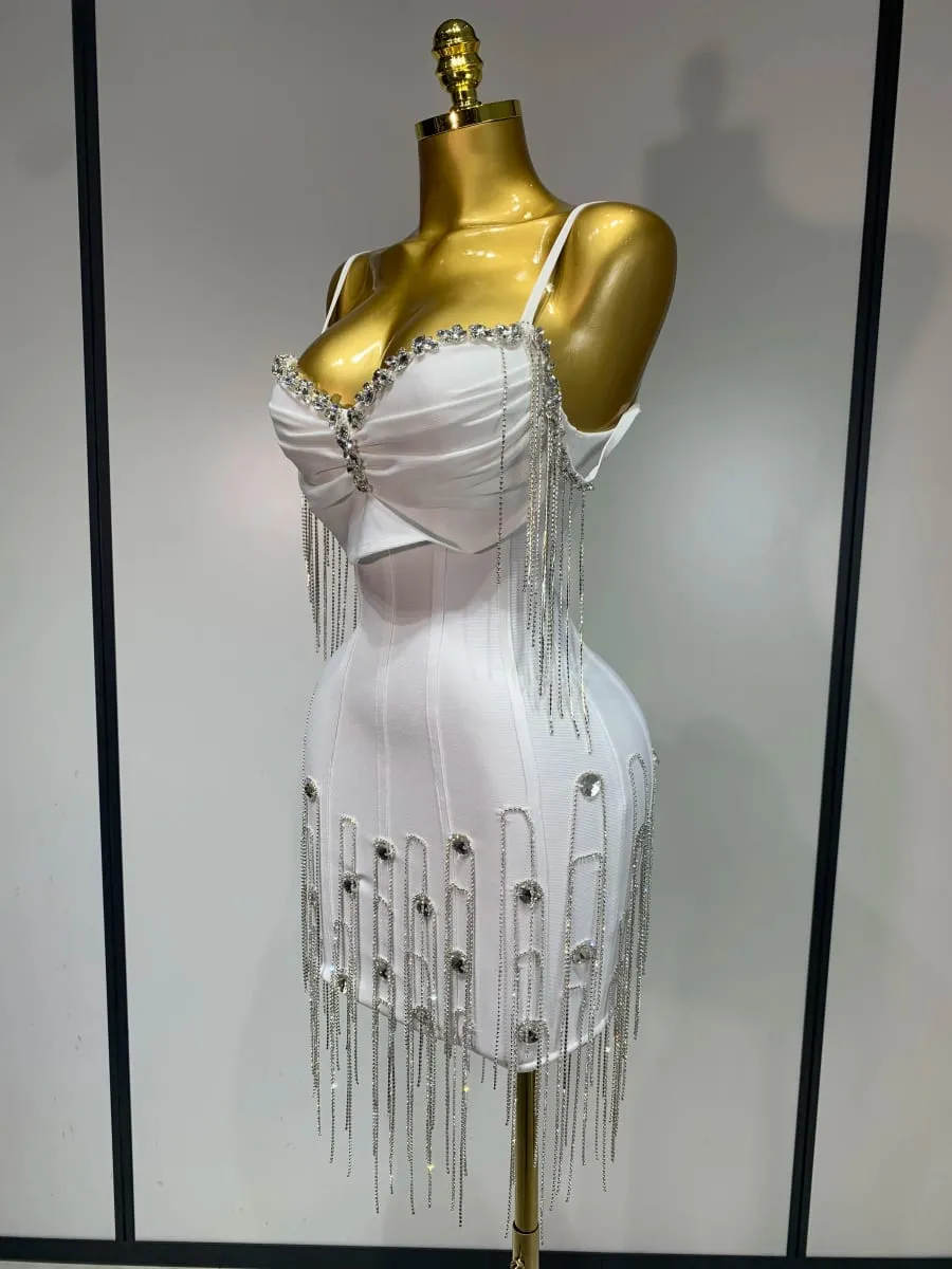 Mga Babaeng Sexy na Backless Spaghetti Strap Bodycon na walang manggas na Bandage Dress 2025 Elegant Prom Gown Club Evening Party Birthday Dresses — image 3