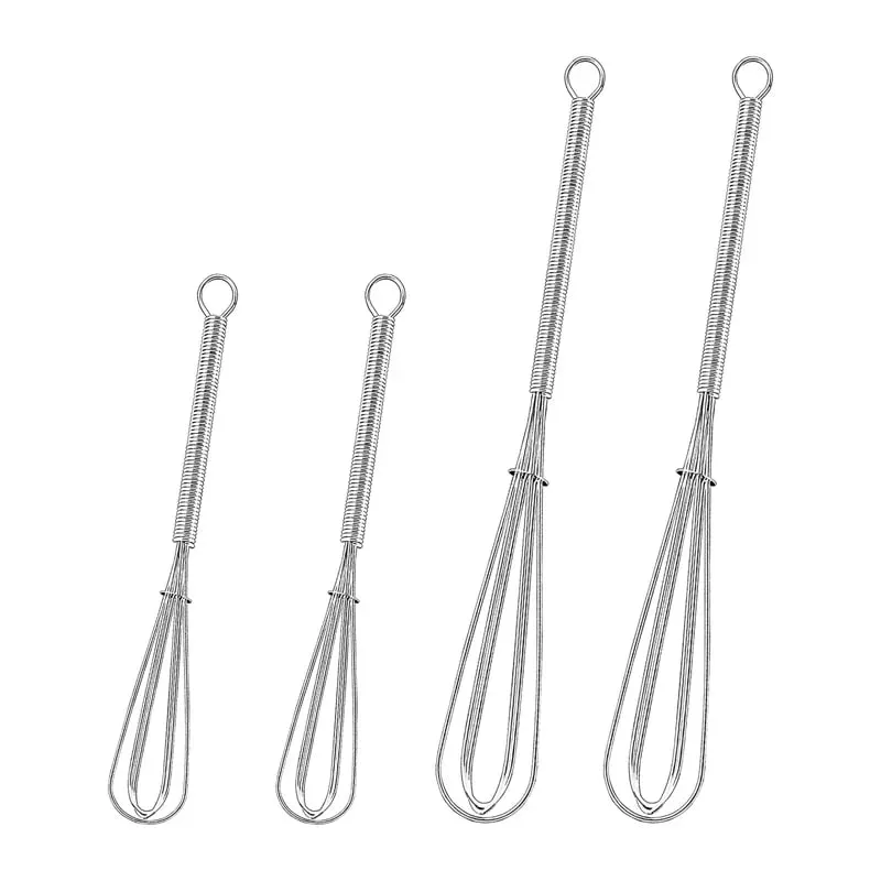 2/4Pcs Stainless Steel Mini Whisk Spring Coil Wire Egg Beater Handheld Egg Whisk Beater Manual Hand Whisker Kitchen Tiny Whisk — image 8