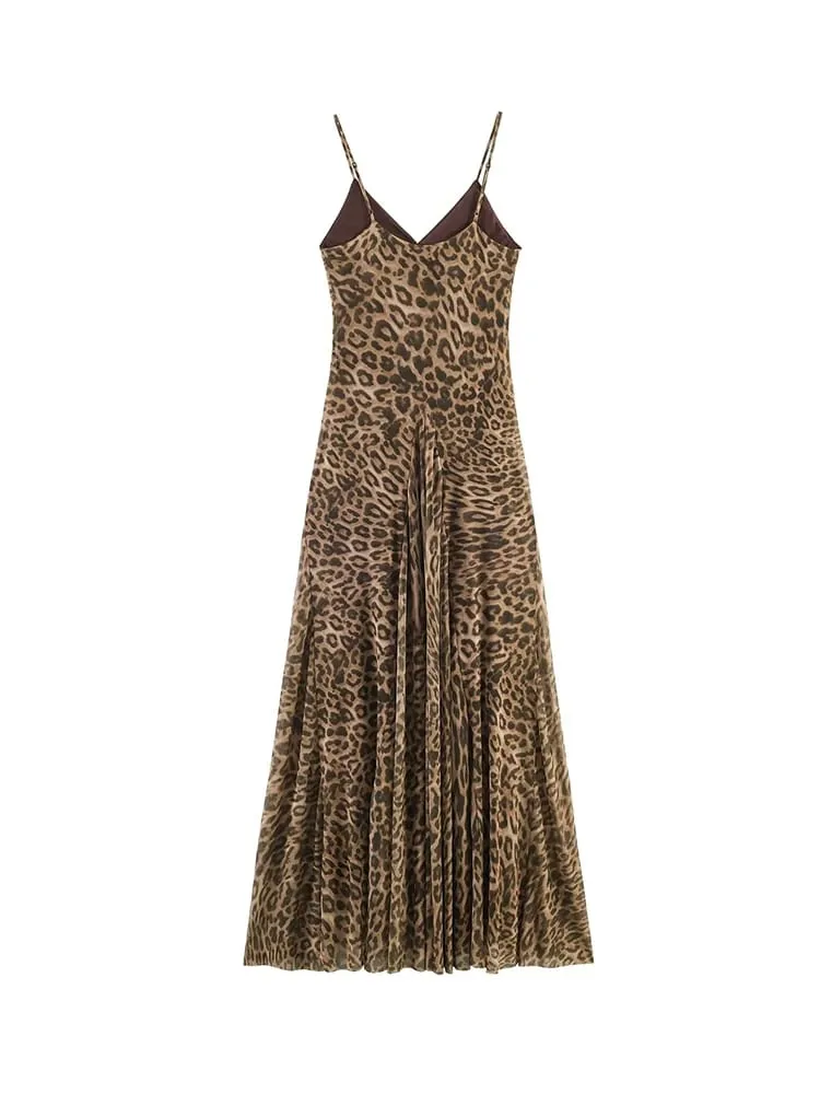 Ladies Sexy Summer Dress Women Vintage Leopard Print Sling Dress Party Suspender Sleeveless Backless Slimming Maxi Dress Female — image 4