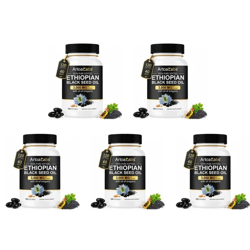Óleo de semente preta etíope 3000 mg cápsulas moles com óleo de orégano apoiam a saúde imunológica, equilíbrio digestivo e vitalidade diária 120 contagens — image 11