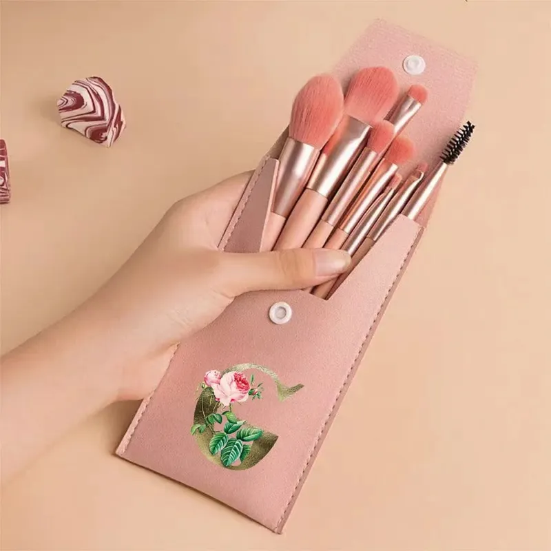 Beginners Makeup Brushes Set - Soft Fluffy Brushes For Face & Eye With PU Bag Ideal For Makeup Artists Golden Flower Pattern — image 13