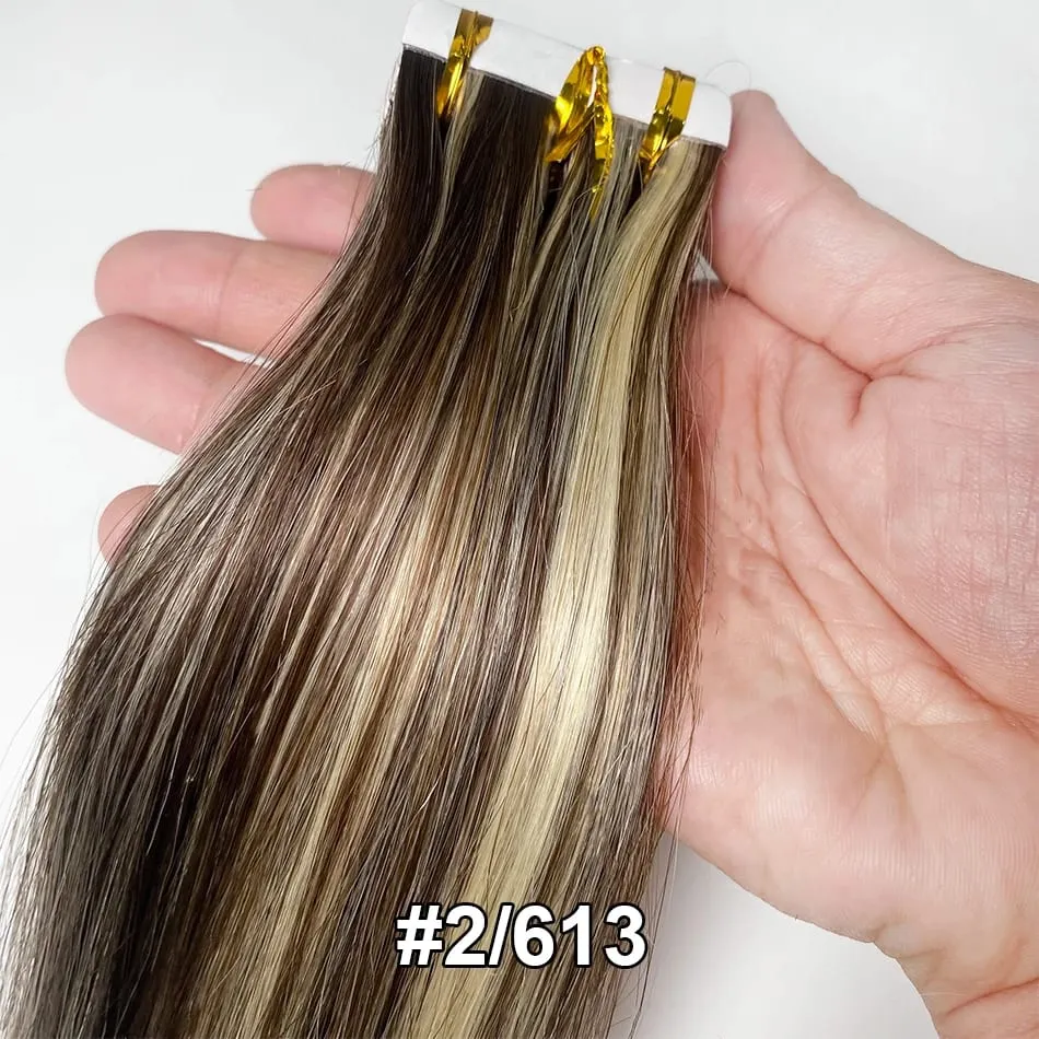 Full Shine Tape In 100% Remy Human Hair Straight Double Sided Blonde Comfortable Silky Natural Tape Ins For Women — image 23