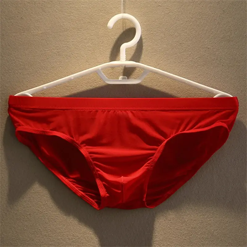 2 pçs grande bolsa de náilon cuecas masculinas cuecas de seda gelo masculino sem costura cuecas de cintura baixa calcinha fina plus size — image 8