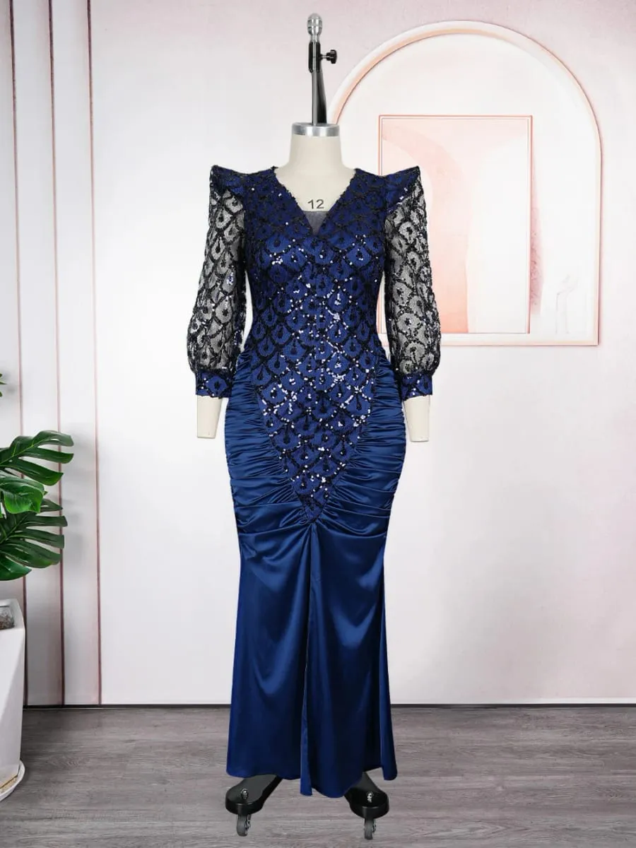 Elegant Women Luxury Party Dresses Dashiki Sequins Bodycon Robe Wedding Prom Birthday Evening Dress 2026 Spring Africa Damit — image 3