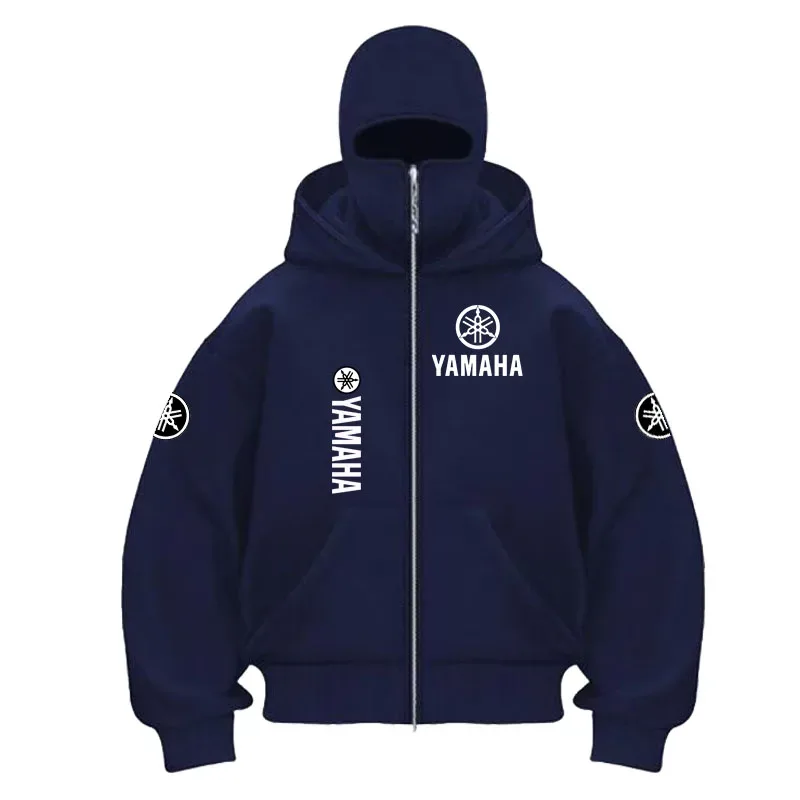 Хлопковая велосипедная маска с логотипом yamaha, толстовка на молнии для мужчин и женщин, осень и зима, новый стиль, модная повседневная велосипедная куртка в стиле ретро