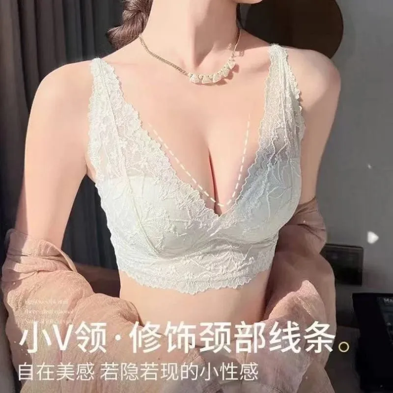 Light luxury lace sexy lingerie for women push-up bra for small busts side breast support vest-style beautiful back thin st — image 2