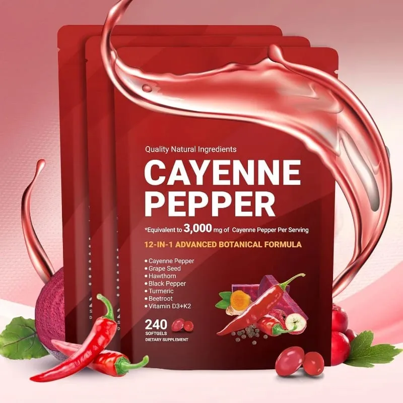 Cayennepeber softgels med druekerner Rødbede Gurkemeje Vitaminer D3 K2 E Urtetilskud — image 8