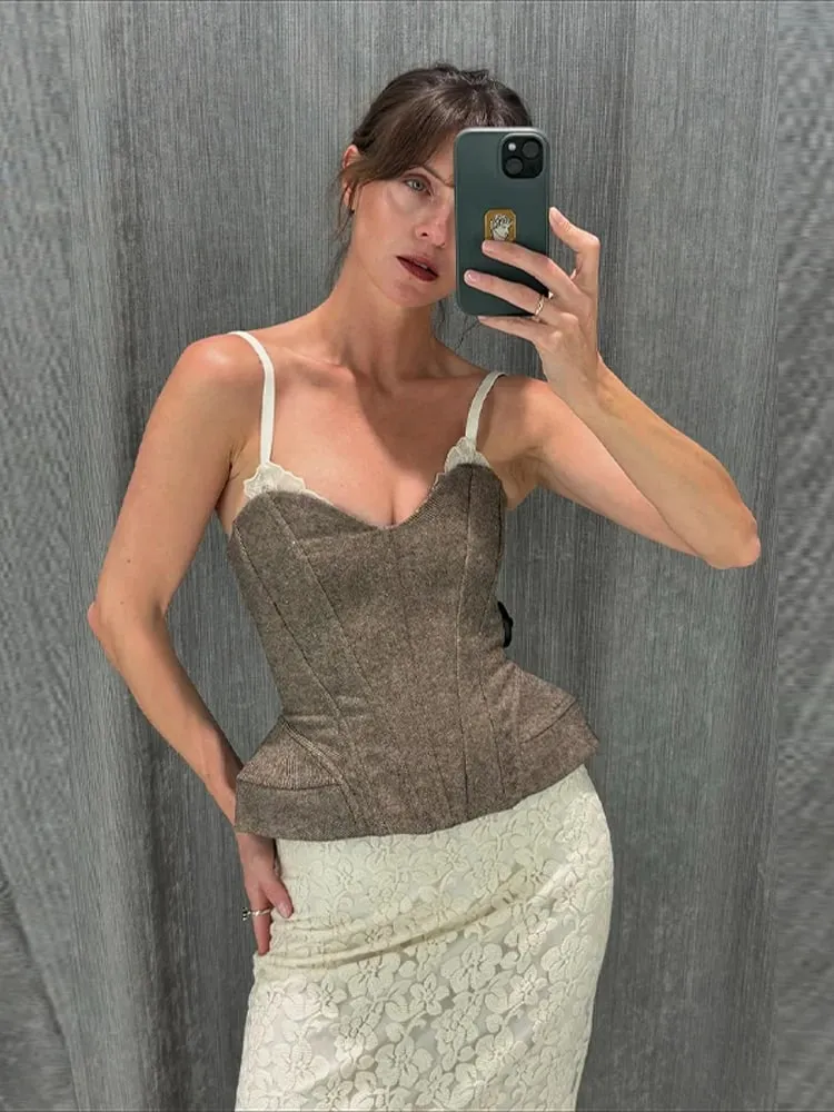 Sexy Women's Tank Halter Lace V-neck Sleeveless Backless Solid Female Slim Tanks 2025 Summer Autumn New Street Fashion Lady Top — image 3