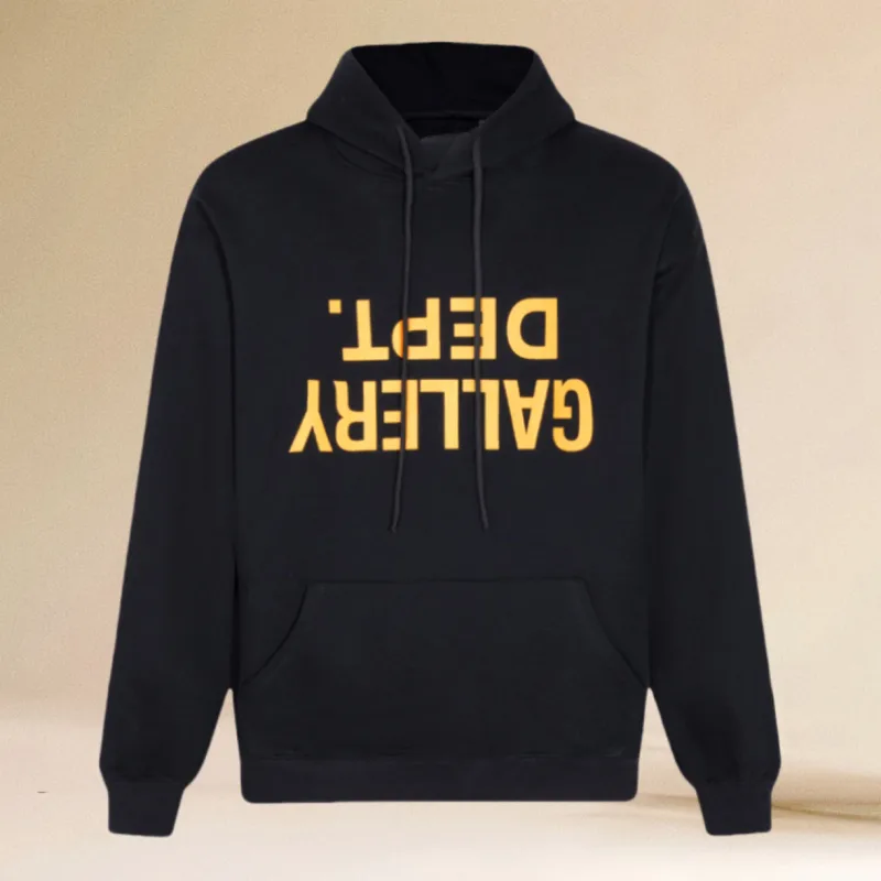 Nova galeria com capuz departamento com estampa de letras – estilo europeu moda de rua – ajuste solto americano high street camisa de manga