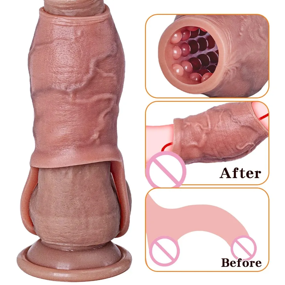 Enlarged and Thicken Cock Sleeve Lock Sperm Penis Ring Adult Men Sex Toy Soft Silicone Dick Sleeve Enlargement Male 18+ Sexy Toy — image 2