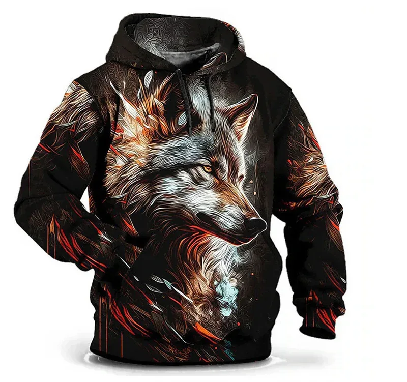 Moda lobo padrão moletom com capuz masculino manga longa rua hip hop 3d impressão animal moletom com capuz 6xl plus size casual hoodie — image 9