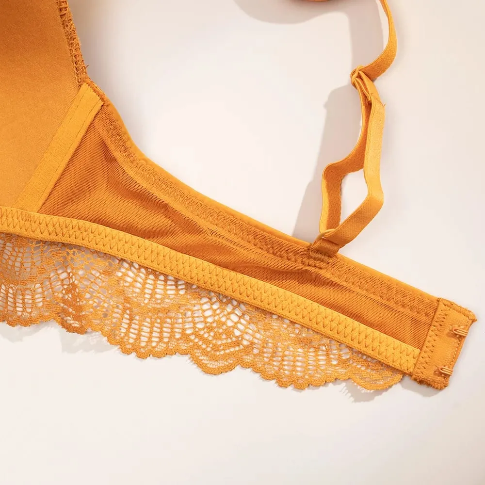 Women Wireless Lace Bra Briefs Set Adjustable Thin Straps Soft Breathable Daily Lingerie Suit 3 Colors Available — image 6