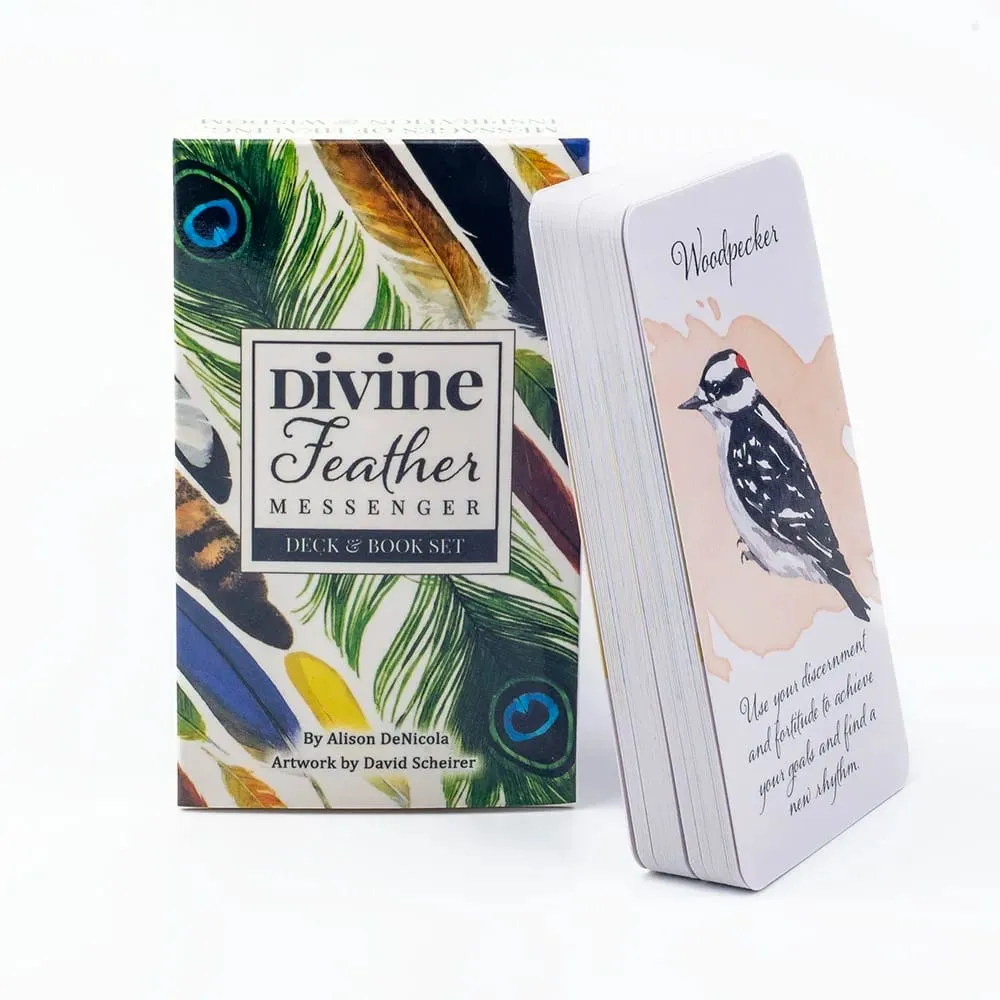 Divine Feather Messenger 44 Oracle Cards English Visions Divination Edition 10.3x6cm Deck with PDF Guide Book for Board Games &