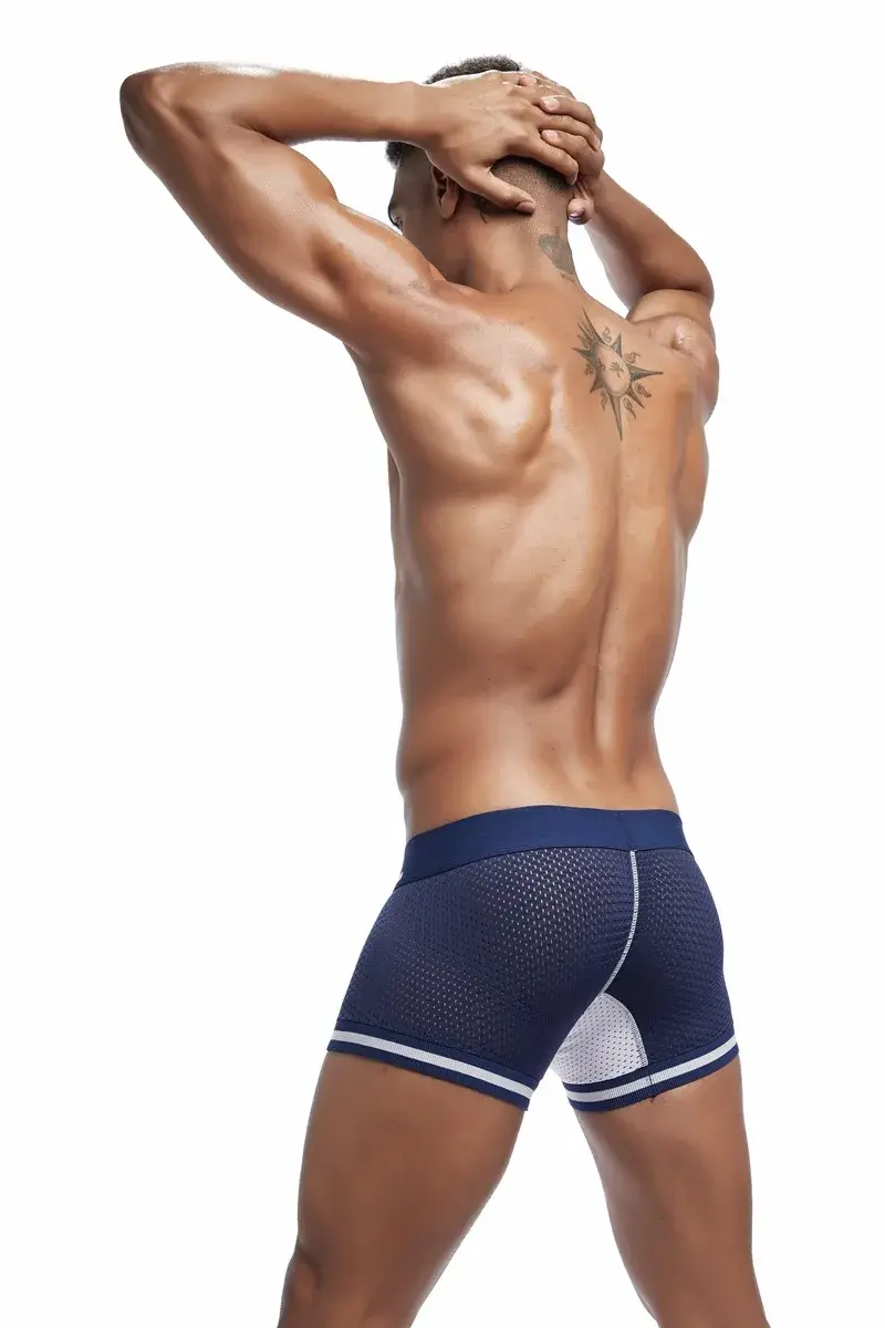 Jockmail 남자 복서 메쉬 속옷 통기성 편안한 부드럽고 편안한 스포츠 반바지 성인 남자 팬티 의류 란제리 — image 18