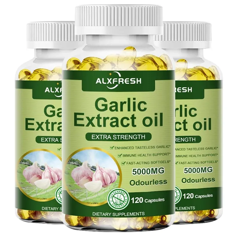 Garlic Oil Capsules Supplement for Balance Cholesterol Levels Support Heart and Cardiovascular Health Organic Non-GMO