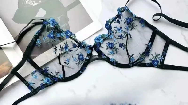 French Floral Bra Set Women | Sweet Sexy Sheer Mesh Lace Transparent Underwear Set | Practical & Feminine MOYISU Sexy Panty Set — image 16