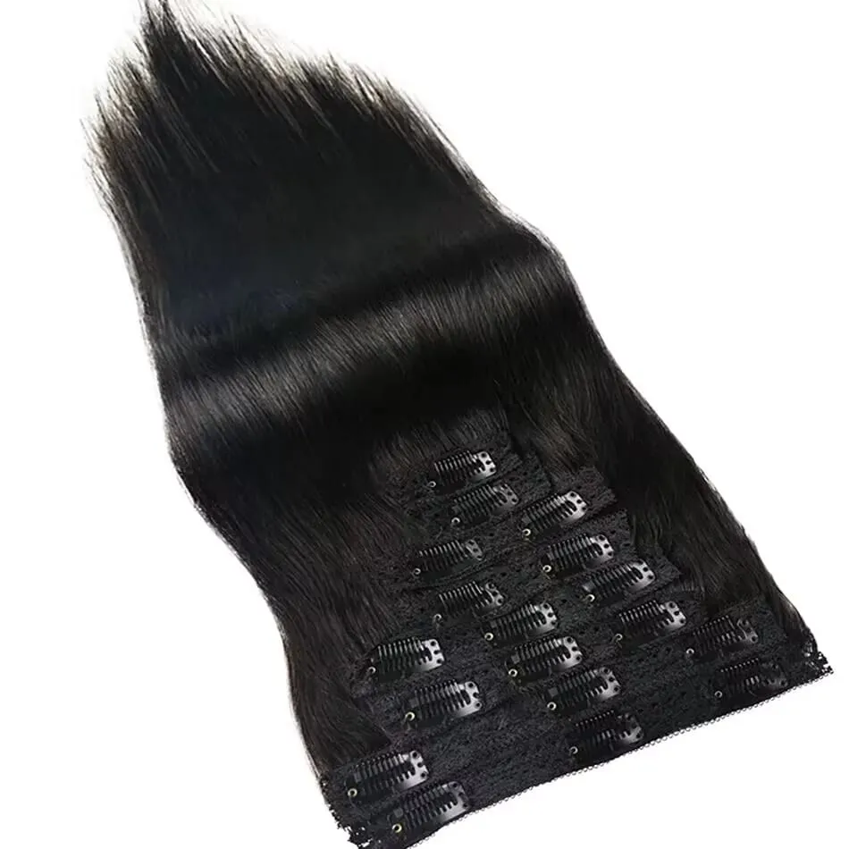 Clip Ins Straight Seamless Brazilian Human Hair Extensions 10A Brazilian Virgin Human Hair 8 Pcs Clip In Extensions 120G/Pack
