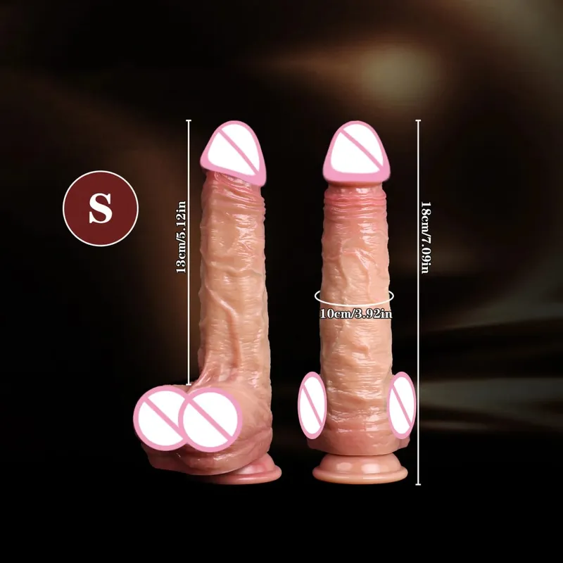 Makatotohanang Dildos Skin Sliding Foreskin Testicles Dildo para sa Babae Masturbesyon Anal Vaginal Stimulation Strapon Silicone Sex Toys — image 8