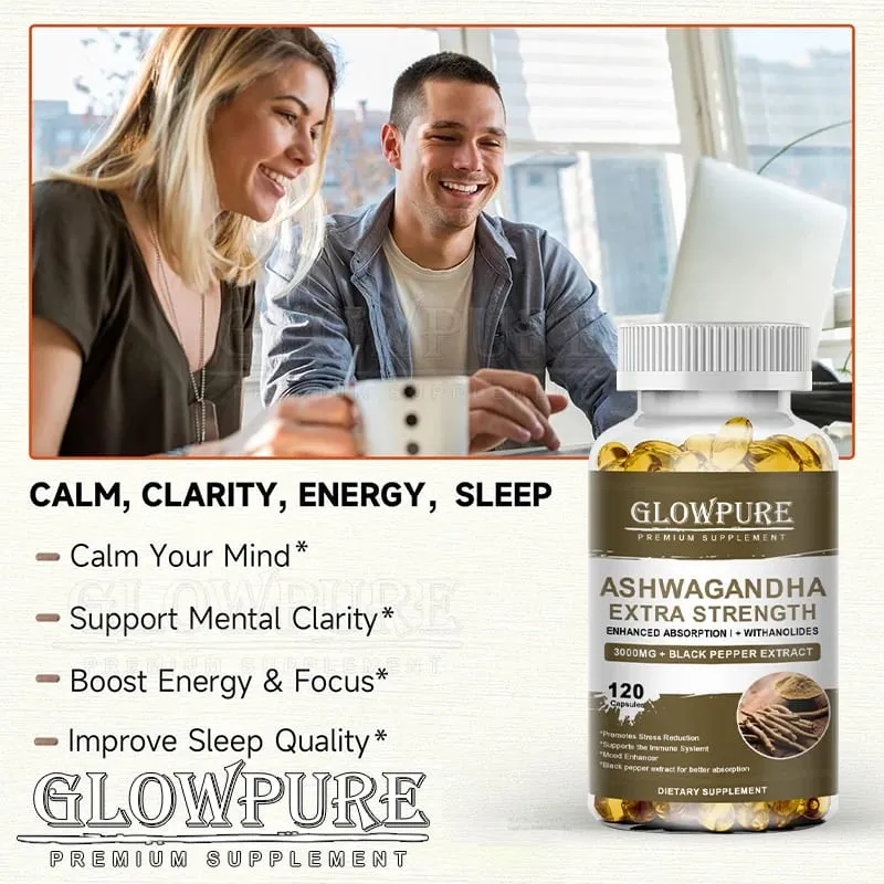 Ashwagandha Root Extract Capsules for Stress Mood Sleep Energy and Focus Premium Formula Supplement