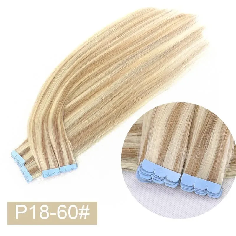 10Pcs Natural Real Smooth Remy Human Hair Mini Tape in Skin Weft Hair Extensions Soft Touch Texture Natural Shine Daily Use