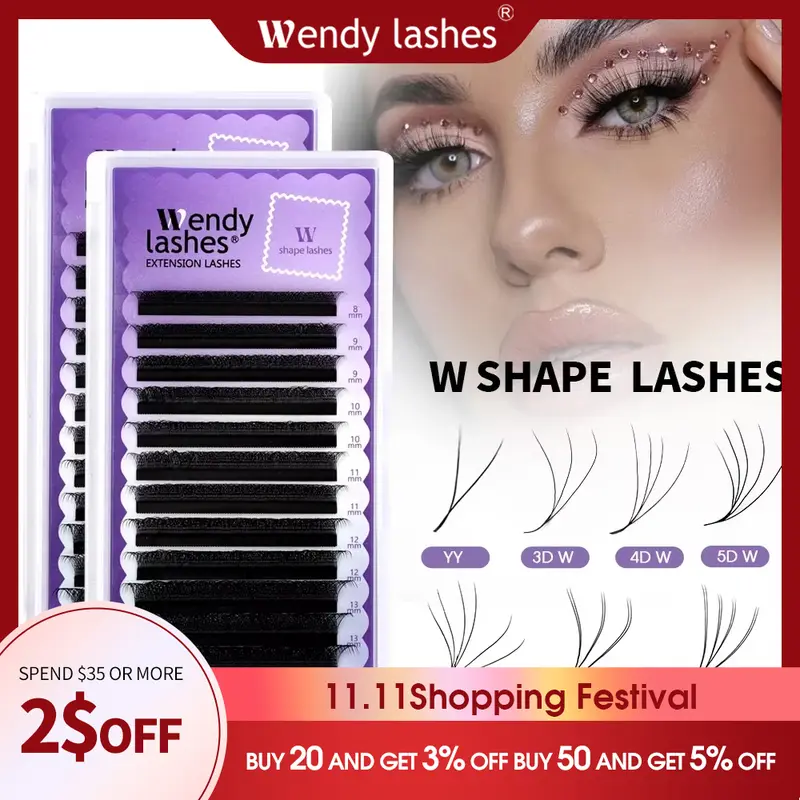 Wendy Lashes YY kształt przedłużanie rzęs automatyczne kwitnienie w kształcie litery W Bloom 3D 4D 5D 6D 8D gotowe materiały czarne rzęsy Cilios 5D — image 2