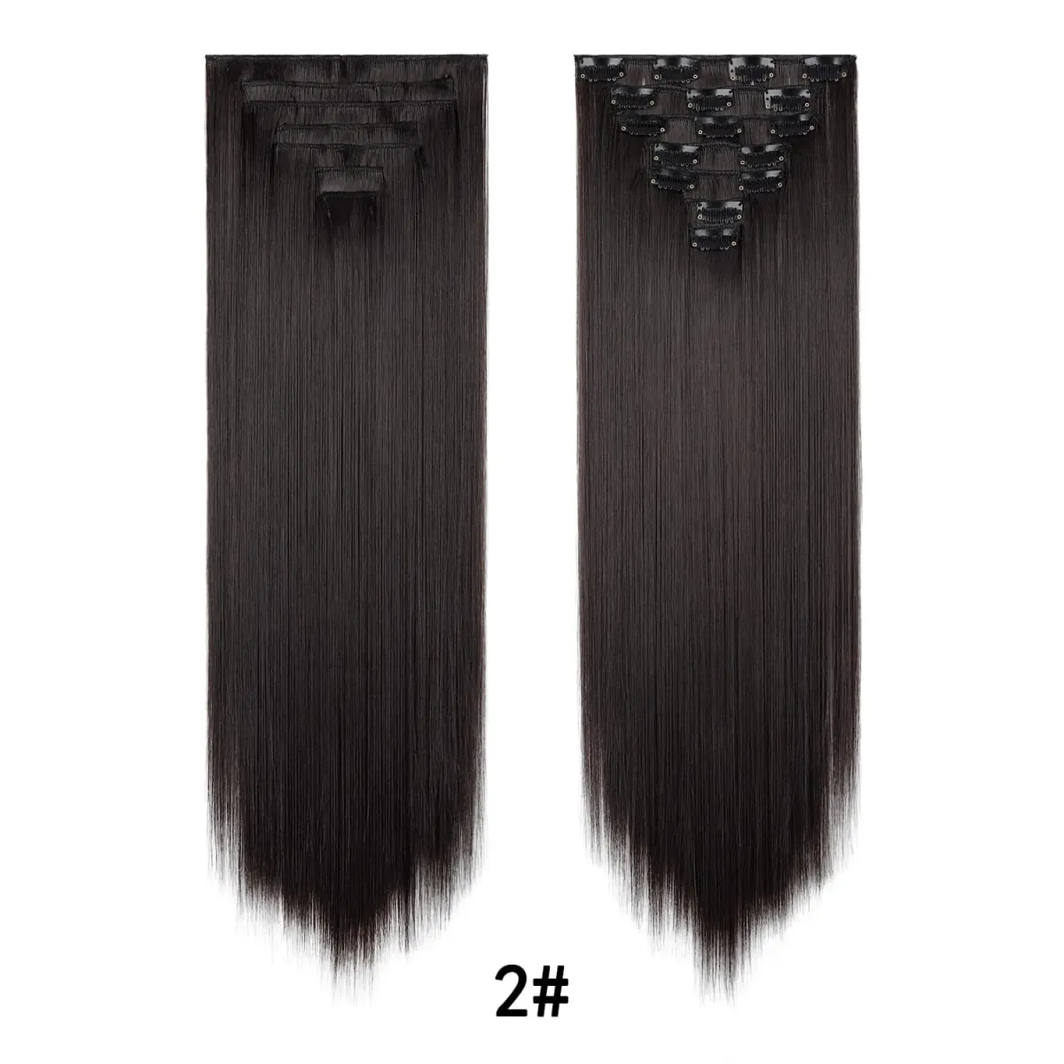 24 Inch Clip-in Hair Extensions 7 Pcs Long Straight Synthetic Hair Extensions Invisible Clip-ins Hairpieces for Women Daily