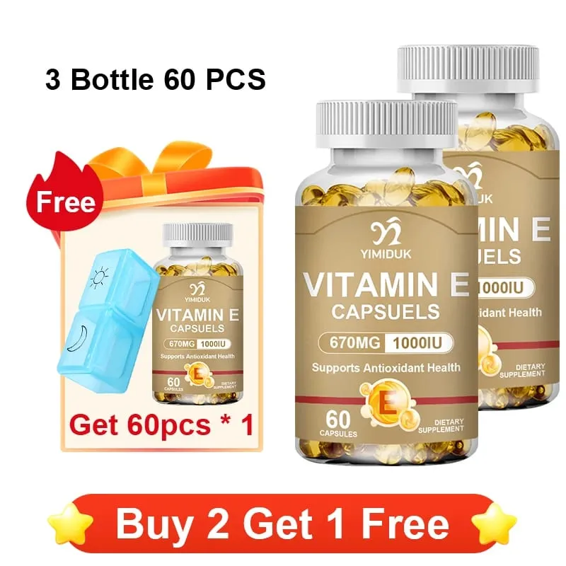 Vitamin E Supplements with Tocopherols & Safflower Oil Support Elasticity Shrink Pores Combat Aging & Antioxidant Immune — image 9