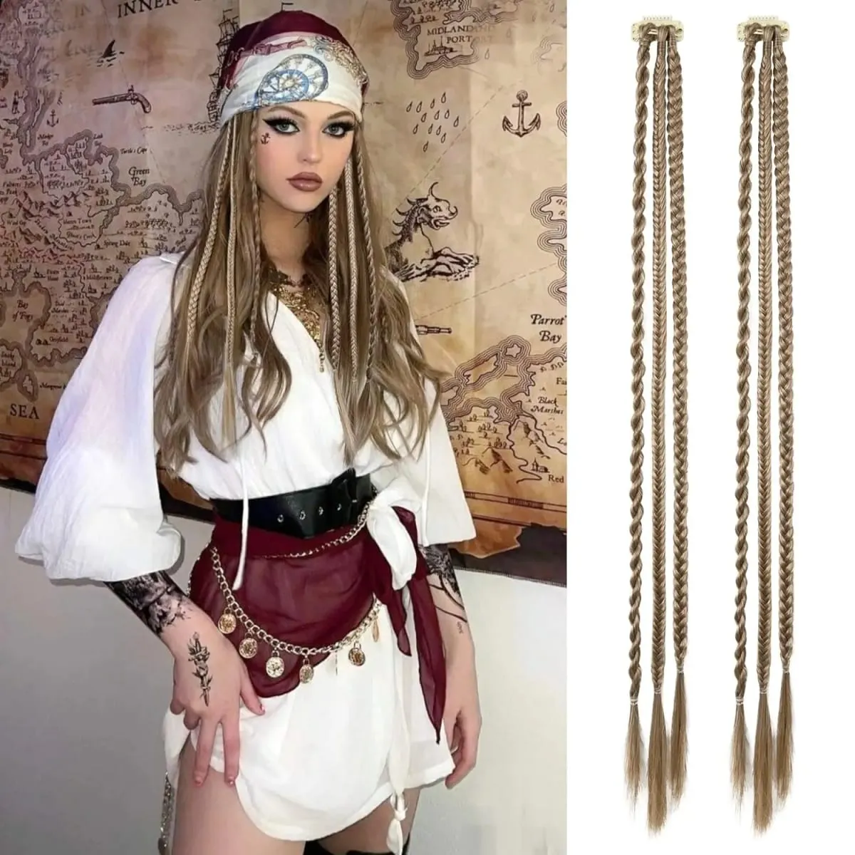 Braids Hairpiece Clip in Front Side Braid Bang Extensions for Women Synthetic Braided Ponytail Hair Pieces for Daily Wear — image 2